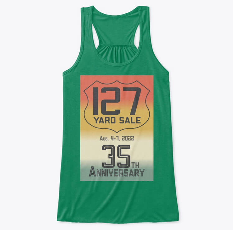 127 Yard Sale T Shirt 2022 womens flowy tank top kelly green front 2