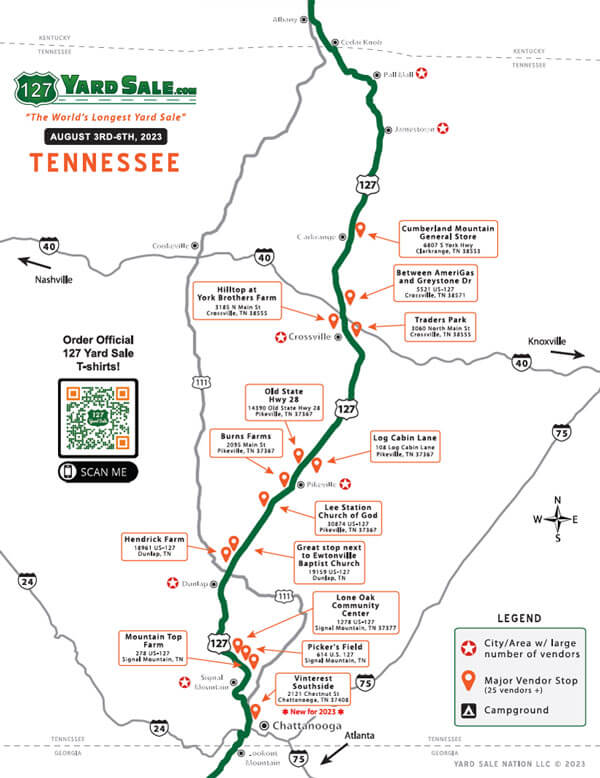 127 Yard Sale Route Map Tennessee