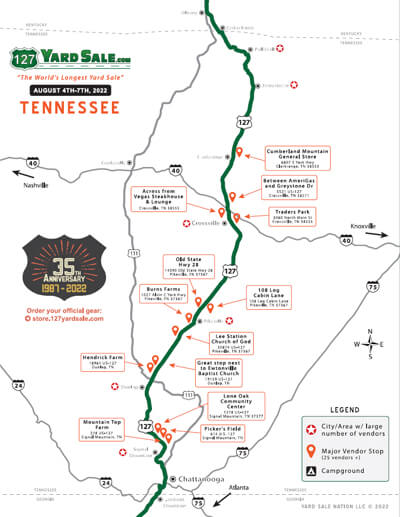 127 Yard Sale Route Map Tennessee