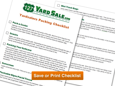 Yardsaler Packing Checklist 127 Yard Sale